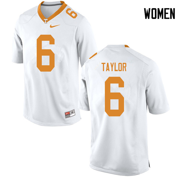 Women #6 Alontae Taylor Tennessee Volunteers College Football Jerseys Sale-White - Click Image to Close